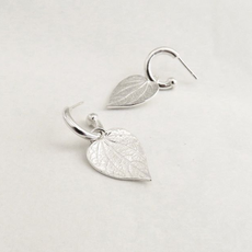 Kawakawa Charm Hoop Earrings Silver-jewellery-The Vault
