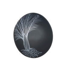White Nikau Detail On Black Bowl 10cm-artists-and-brands-The Vault