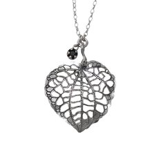 Kawakawa Silver Leaf & Garnet Necklace -jewellery-The Vault