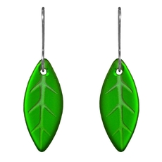 Glass Leaf Earrings Green-jewellery-The Vault