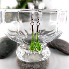 Glass Eardrops Transparent Light Green-jewellery-The Vault