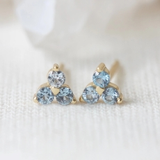 Birthstone Studs March Gold Plate-jewellery-The Vault