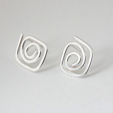 Diamond Swirl Stud Earrings Silver-jewellery-The Vault