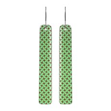 Glass Woven Flax Long Drop Earrings Green-jewellery-The Vault