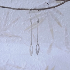 Small Long Abstract Leaf Earrings Silver-jewellery-The Vault