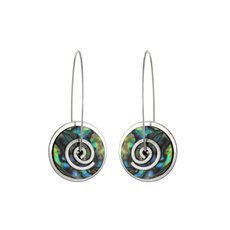 Paua Silver Spiral Drop Earrings Small-jewellery-The Vault