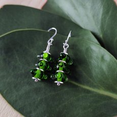 Glass Dewdrop Earrings Green-jewellery-The Vault