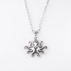 New Octopus Charm Pendant Silver-jewellery-The Vault