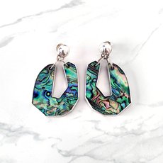 Paua Drama Earrings Abstract Shape-jewellery-The Vault