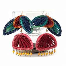 The Pohutukawa Earrings Raffia-jewellery-The Vault