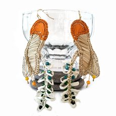 Kowhai Earrings Raffia-jewellery-The Vault