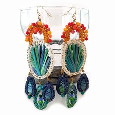 Paua Shell Under the Sun Earrings Raffia-jewellery-The Vault