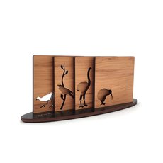 Rimu Icon Coasters w Stand NZ Birds-artists-and-brands-The Vault