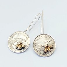 Sixpence Earrings with Tiny Bees-jewellery-The Vault