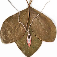 Double Abstract Leaf Pendant Silver Copper-jewellery-The Vault