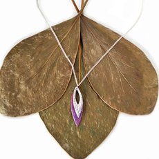 Double Abstract Leaf Pendant Silver Purple-jewellery-The Vault