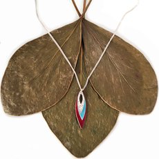 Three Leaf Pendant Silver Blue Red-jewellery-The Vault