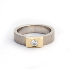 Ring Palladium Band 18ctYellGold Diamond-jewellery-The Vault