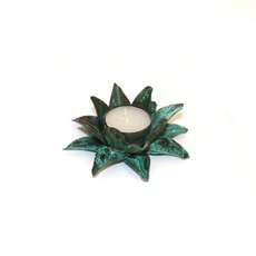 Flower Candle Holder Sml Green Patina-artists-and-brands-The Vault