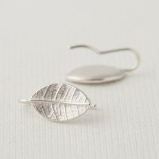 Single Leaf Drop Earrings Silver-jewellery-The Vault