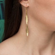 Karohirohi Earrings Long Hook 22ct GP-jewellery-The Vault
