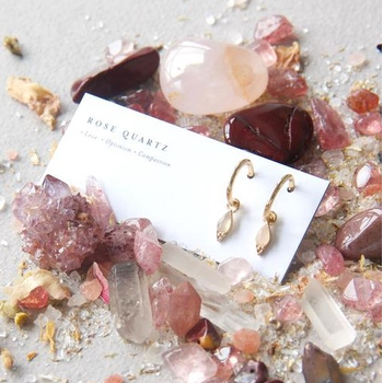 Gold Plate Healing Earrings Rose Quartz