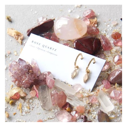Gold Plate Healing Earrings Rose Quartz