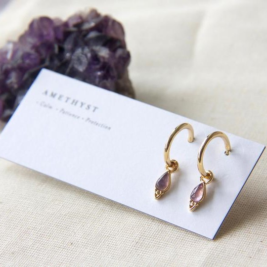 Gold Plate Healing Earrings Amethyst