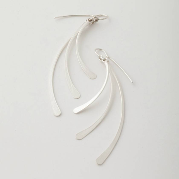 Triple Feather Earrings Silver