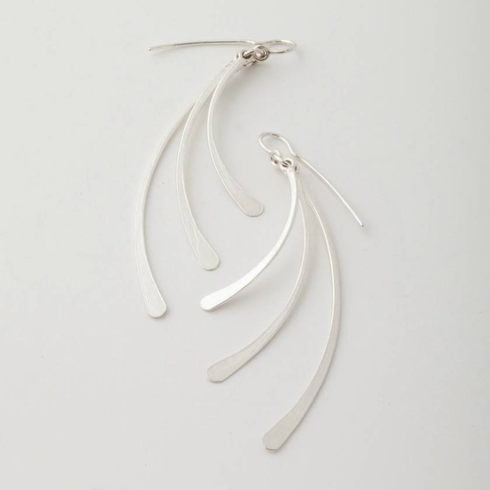 Triple Feather Earrings Silver