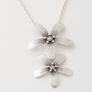 Two Drop Blossom Necklace Silver