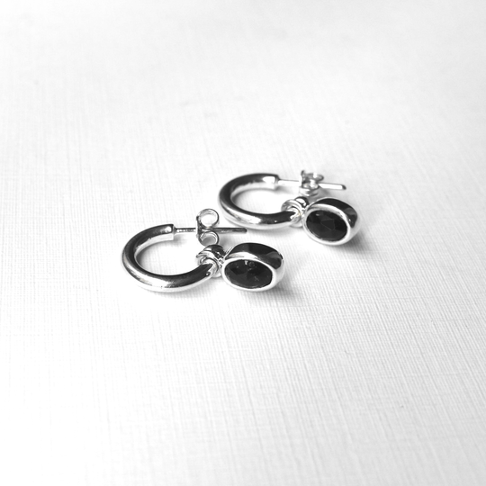 Sapphire Baby Charm Hoop Earrings