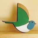 Kereru Brooch Green Wing