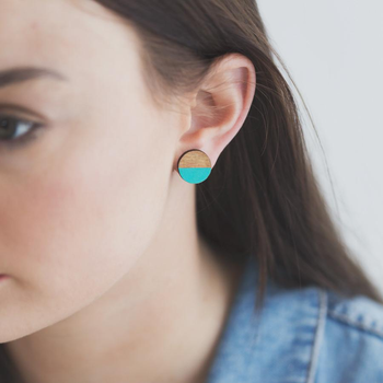 Circle Rimu Earrings Teal