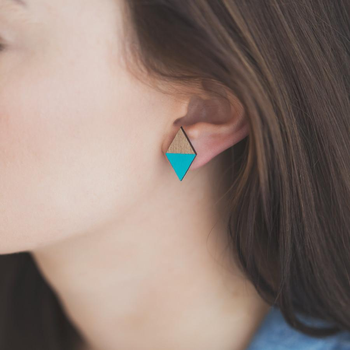 Diamond Rimu Earrings Teal