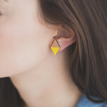 Diamond Rimu Earrings Yellow