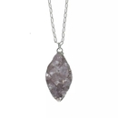 Druzy Agate Necklace Silver Chain Long