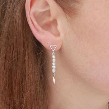 Infinity Spike Drop Studs White Pearls