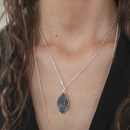 Druzy Agate Necklace Silver Chain Short