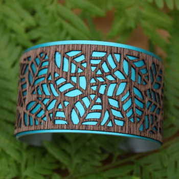 Laser Veneer Cuff Leaf Teal