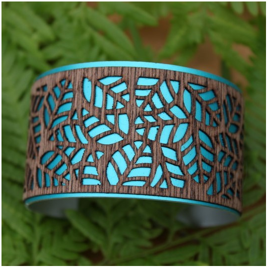 Laser Veneer Cuff Leaf Teal