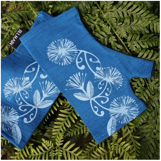 Merino Mitts Short Koru Pohutukawa Azure
