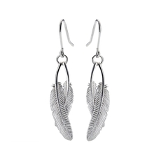 Duo Miromiro Feather Earrings Silver-jewellery-The Vault
