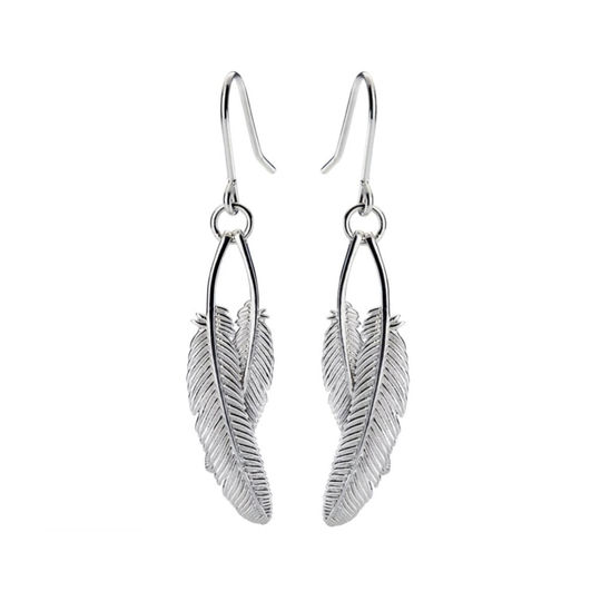 Duo Miromiro Feather Earrings Silver