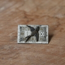 Small Rectangle Watchface Brooch w Bird