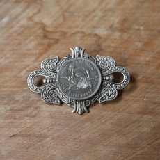 Large Crest Brooch Silver Shilling-jewellery-The Vault