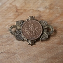 Large Crest Brooch Brass Half Penny