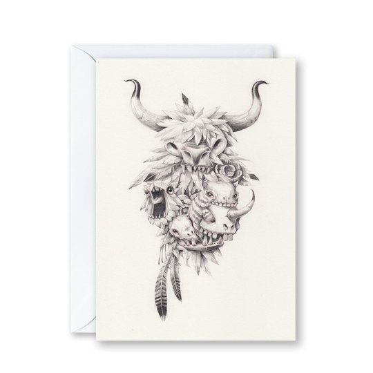 Teef Feathers and Skullz Card