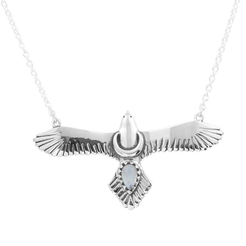 Moons Eagle Necklace Rainbow Moonstone