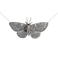 Purere Parangunu Moth Necklace Silver-jewellery-The Vault